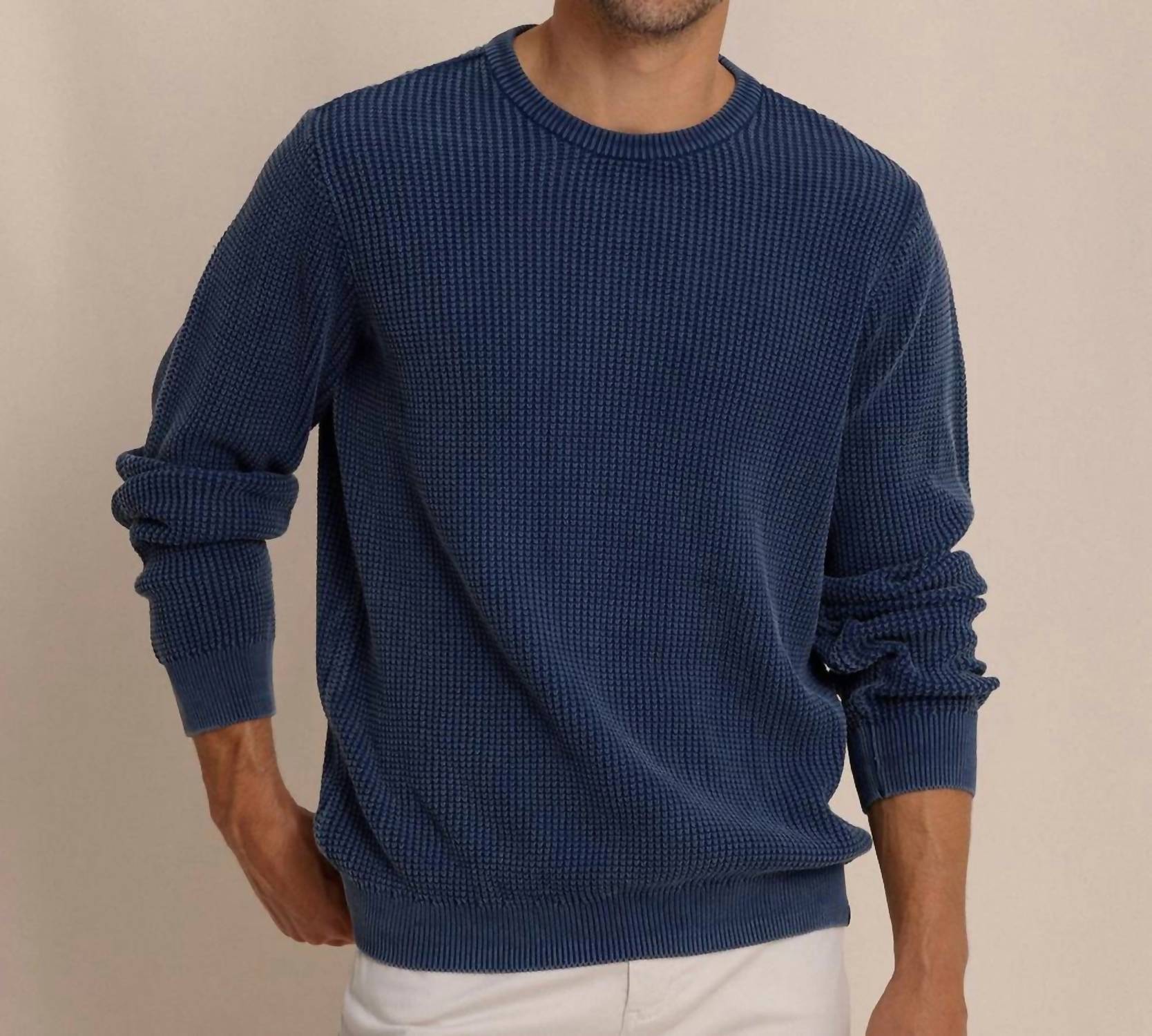 SOUTHERN TIDE Carrington Garment Dyed Crew Sweater in dress blue - men's sweater