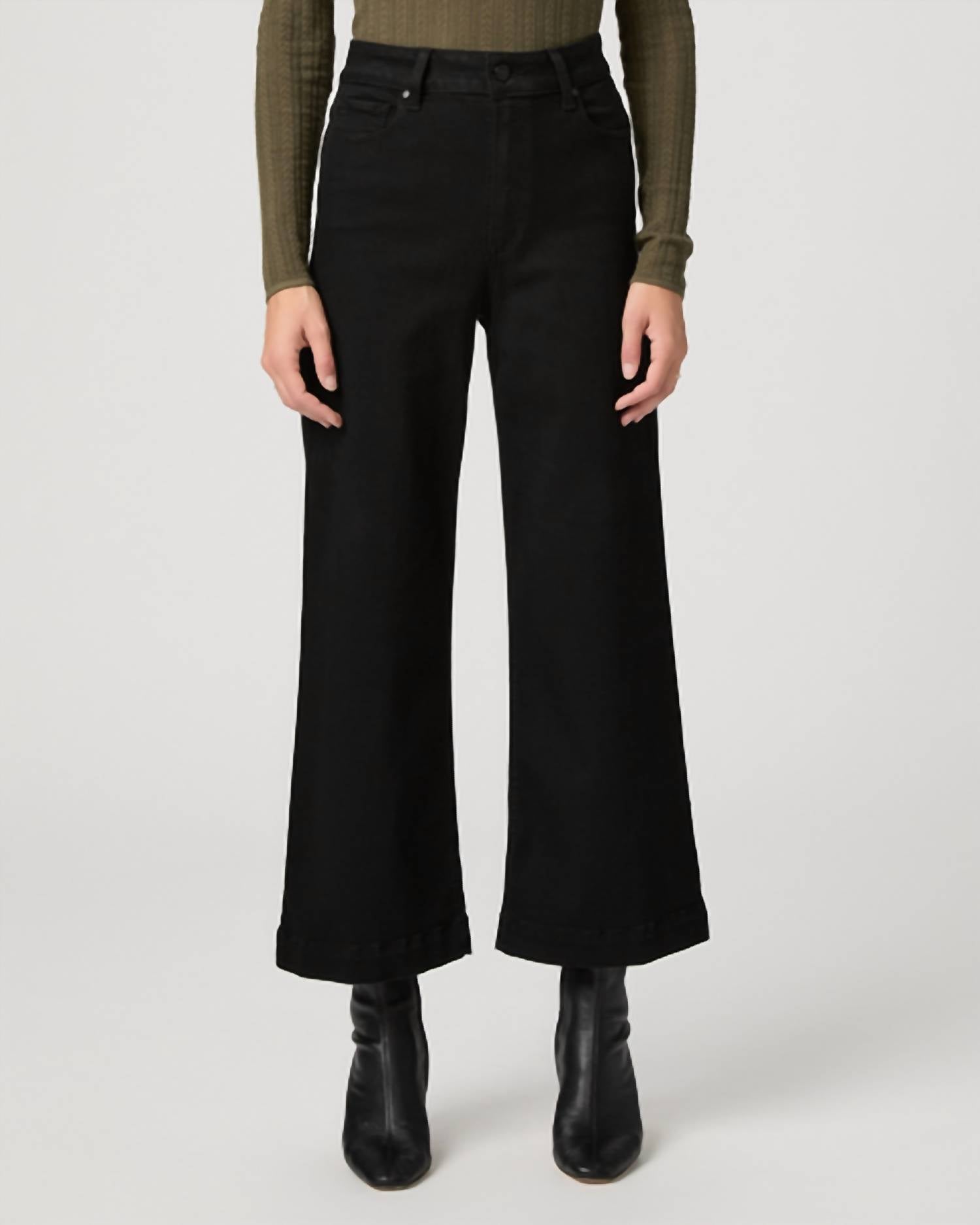 Paige Anessa Wide Leg Ankle Jean in black shaddow - women's jeans