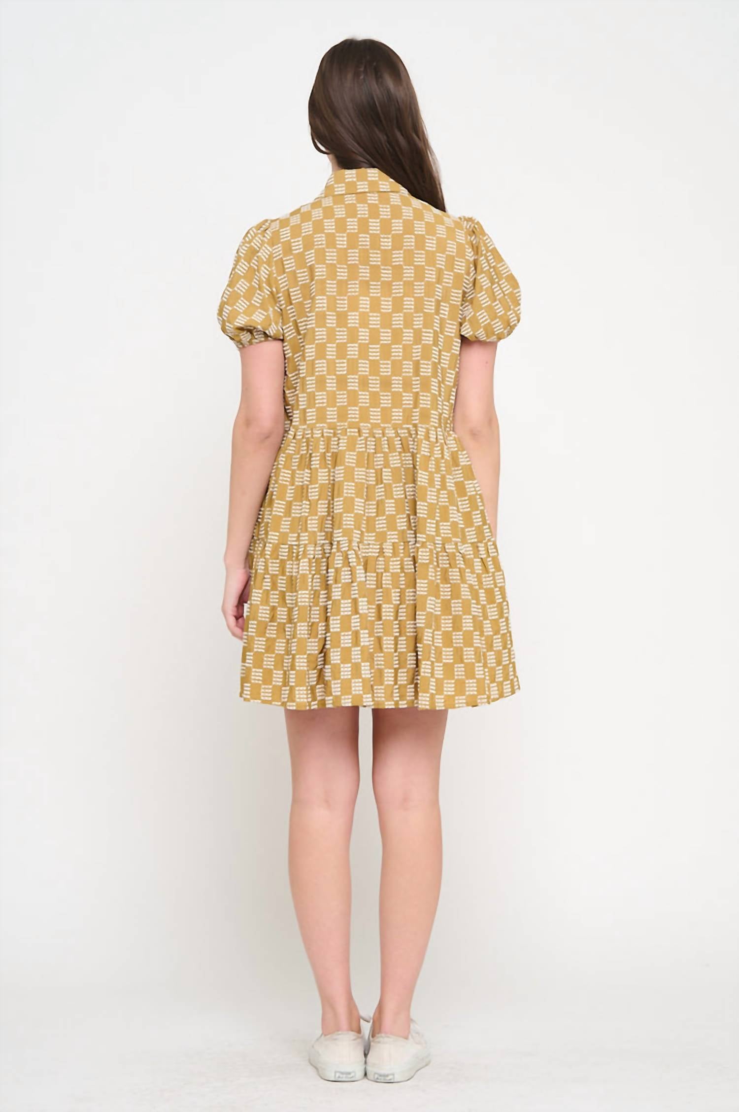 Meet Me In Santorini - Weave Button Down Dress