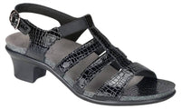 SAS Women's Allegro Heeled Comfort Sandal in black croc - women's sandal