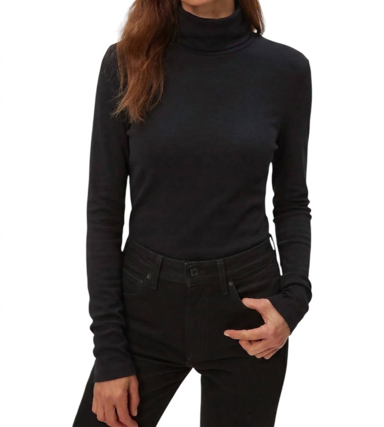 Michael Stars Jolene Supima Turtleneck Top in black - women's sweater