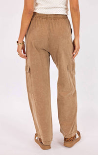 SAGE THE LABEL Highline Cargo Pants in taupe - women's pants - detail view