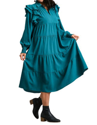 Umgee - Ruffle Long Sleeve Tiered Maxi Dress