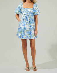 Sugarlips - Puff Sleeves Floral Mini Dress