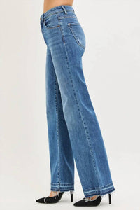 Risen - High Rise Wide Leg Jeans With Released Hem