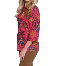 Tru Luxe - Tie Neck Print Top