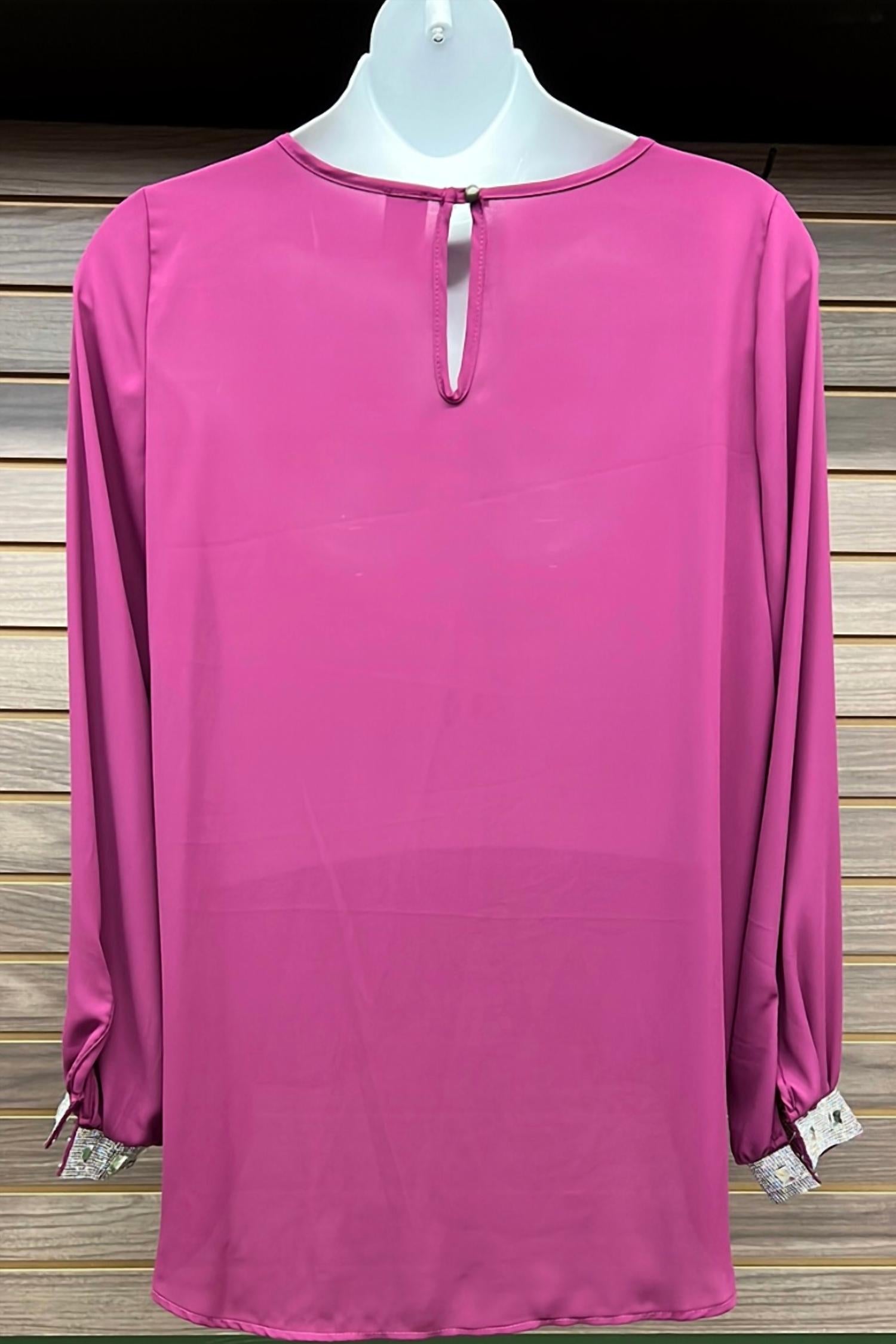 Lilian - Women's Plus Long Sleeve With Sequins Blouse