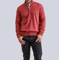 Fioroni Cashmere Cashmere Quarter-zip Sweater in peonia - men's sweater