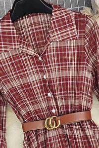 Ninexis Country Cutie V-neck Long Sleeve Dress in red - women's dress - alternate view