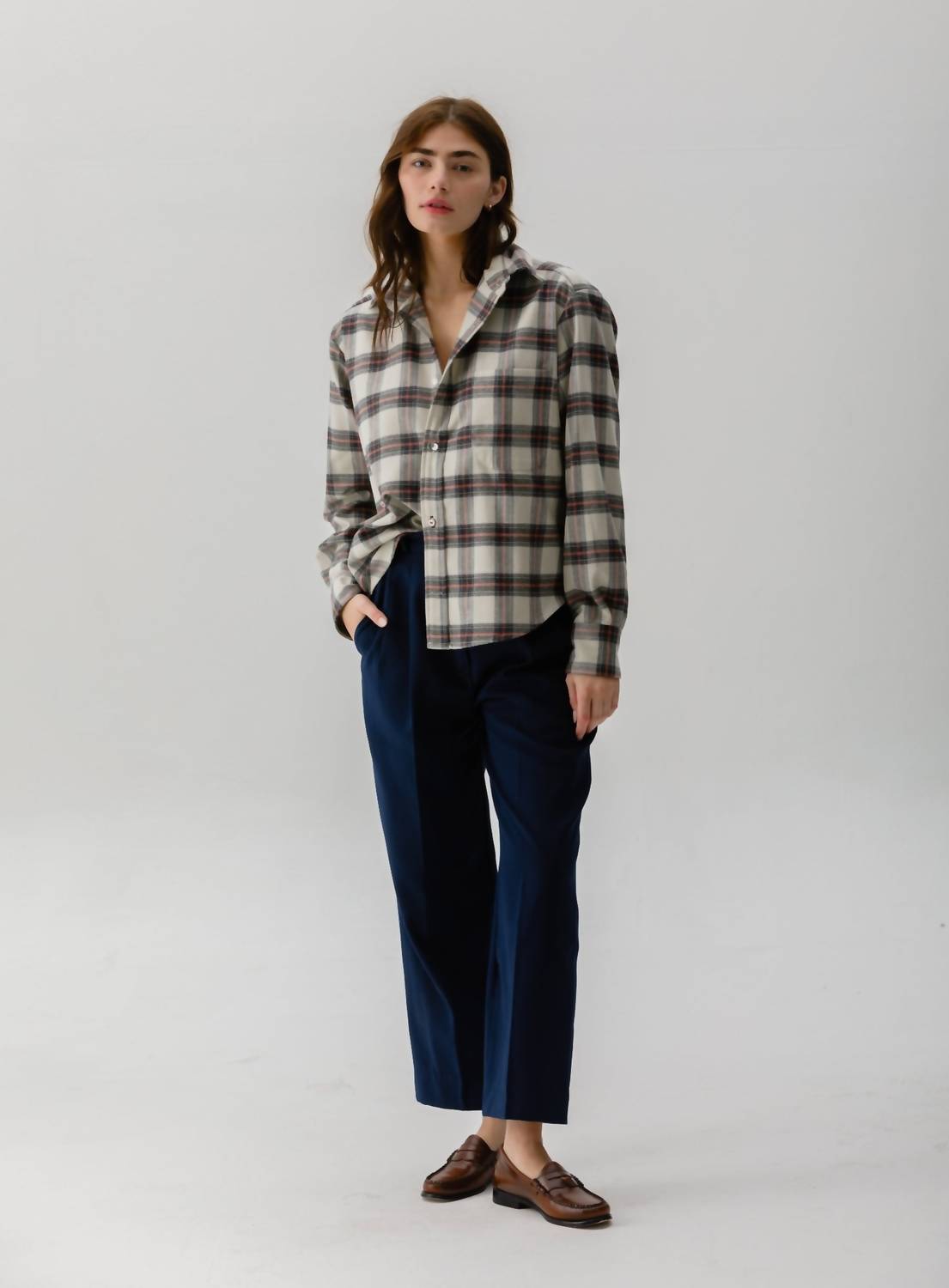 Cissa - Crop Japanese Flannel Shirt