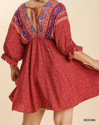 Umgee - Mixed Print Bohemian Dress - Plus