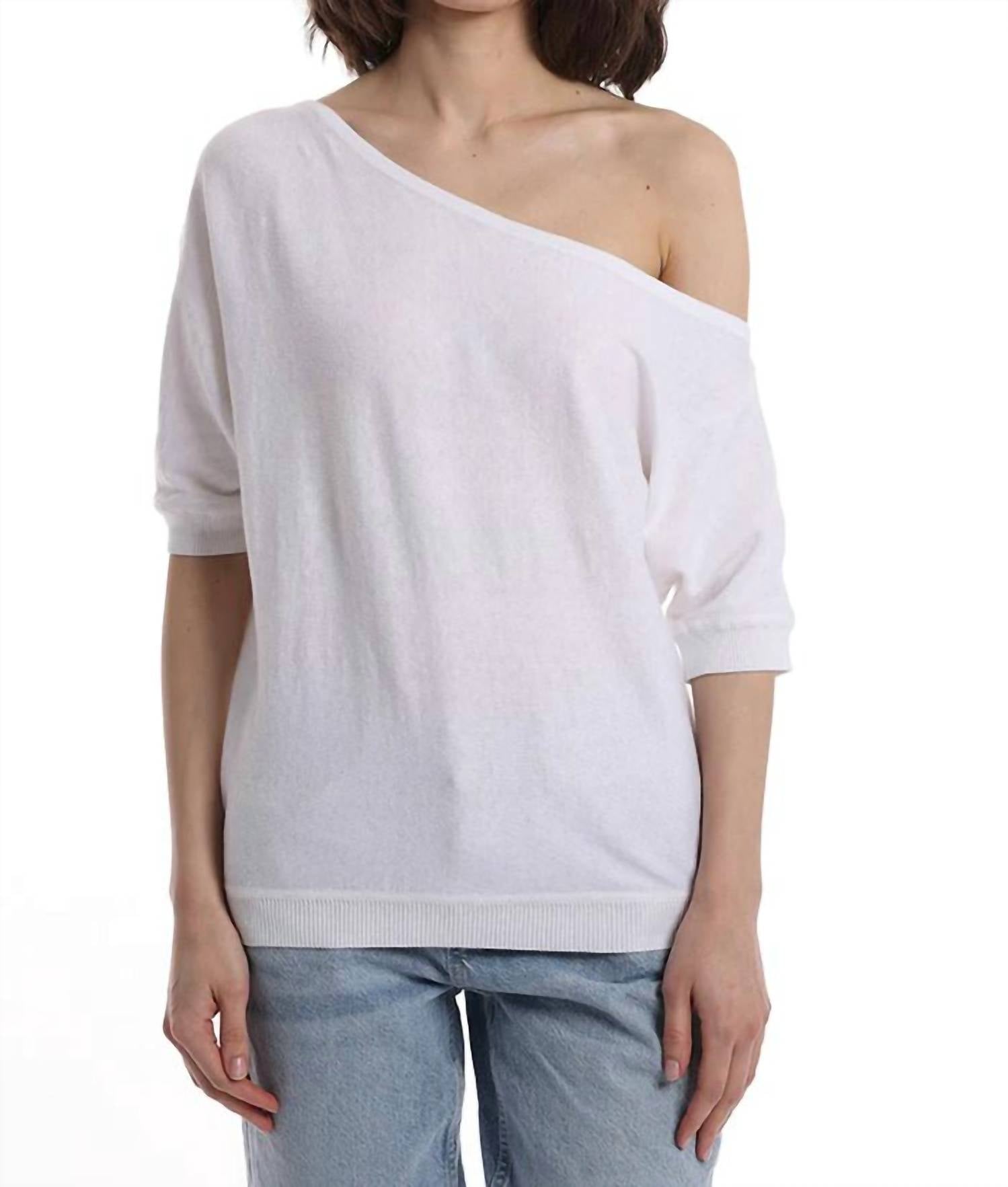 Minnie Rose - Cotton Cashmere Short Sleeve Off-the-shoulder Top