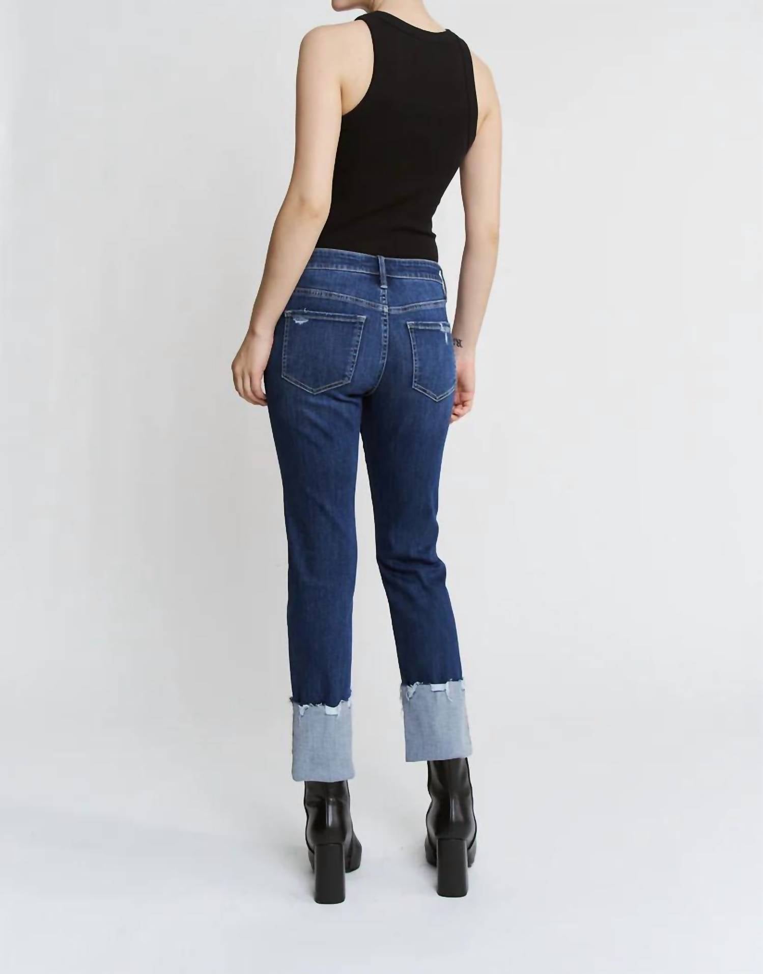 Mica Denim - Free Spirited Cuffed Denim Jeans