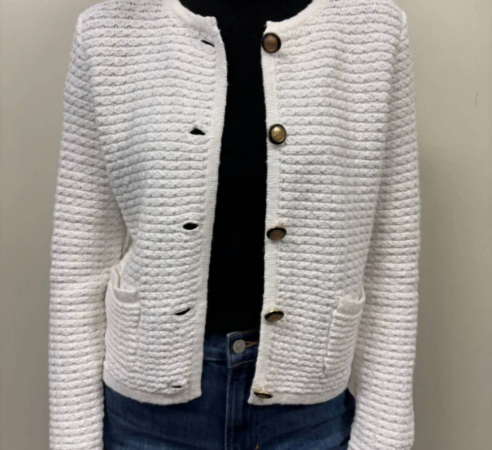 Elliott Lauren - Button Front Textured Cardigan