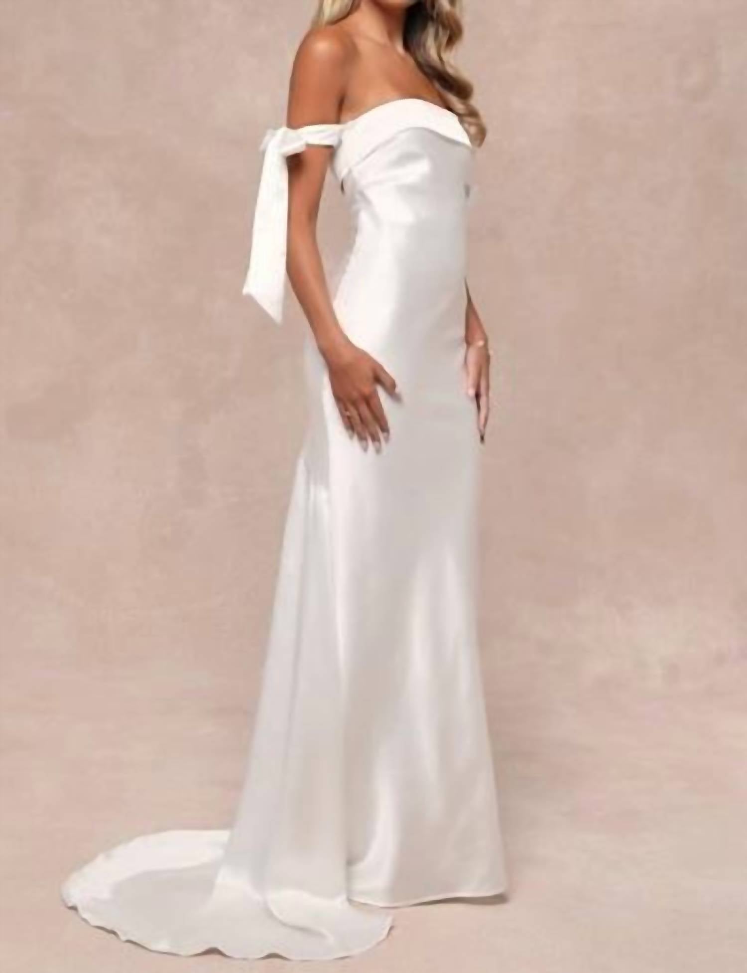 Lulus - Eternally Loved Cutout Satin Off-the-shoulder Maxi Dress