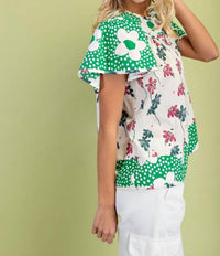 Gigio - Mixed Print Short Sleeve Top