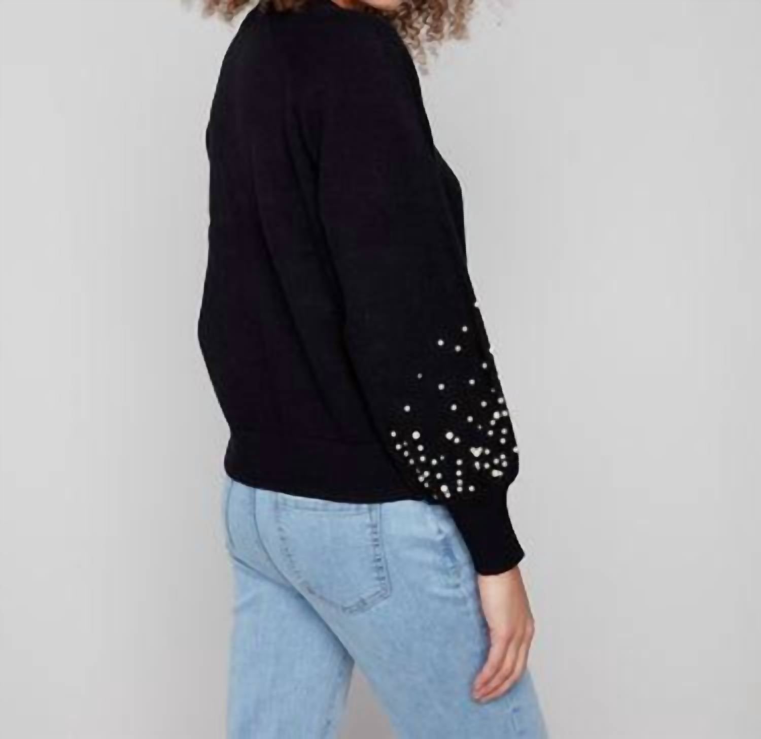 Charlie B - Crew Neck Sweater With Pearl Details