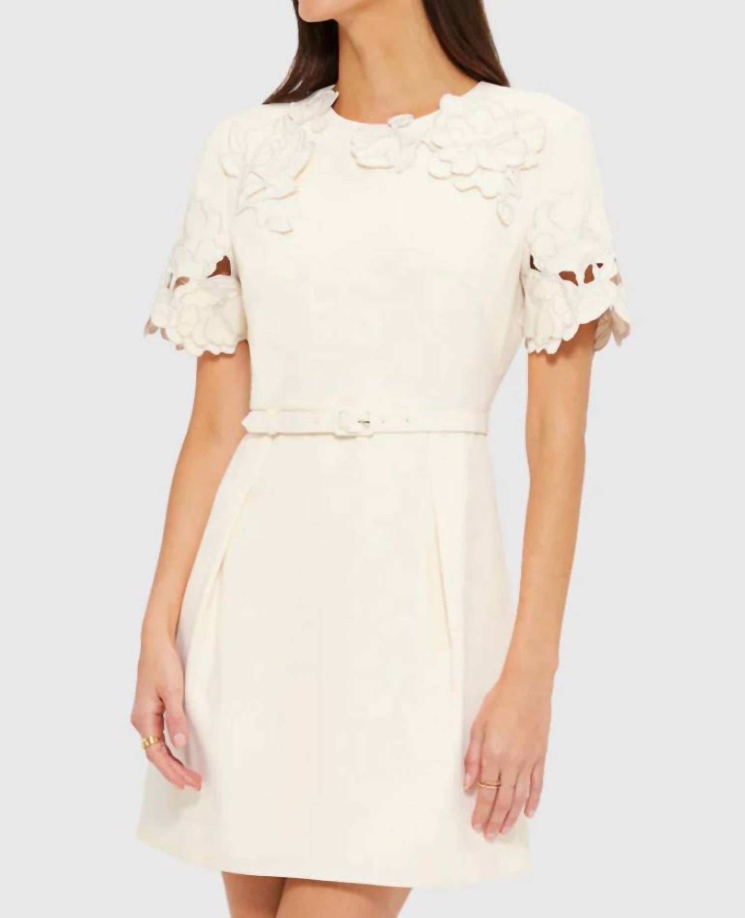Leo Lin - Aurelie Applique Short Sleeve Mini Dress