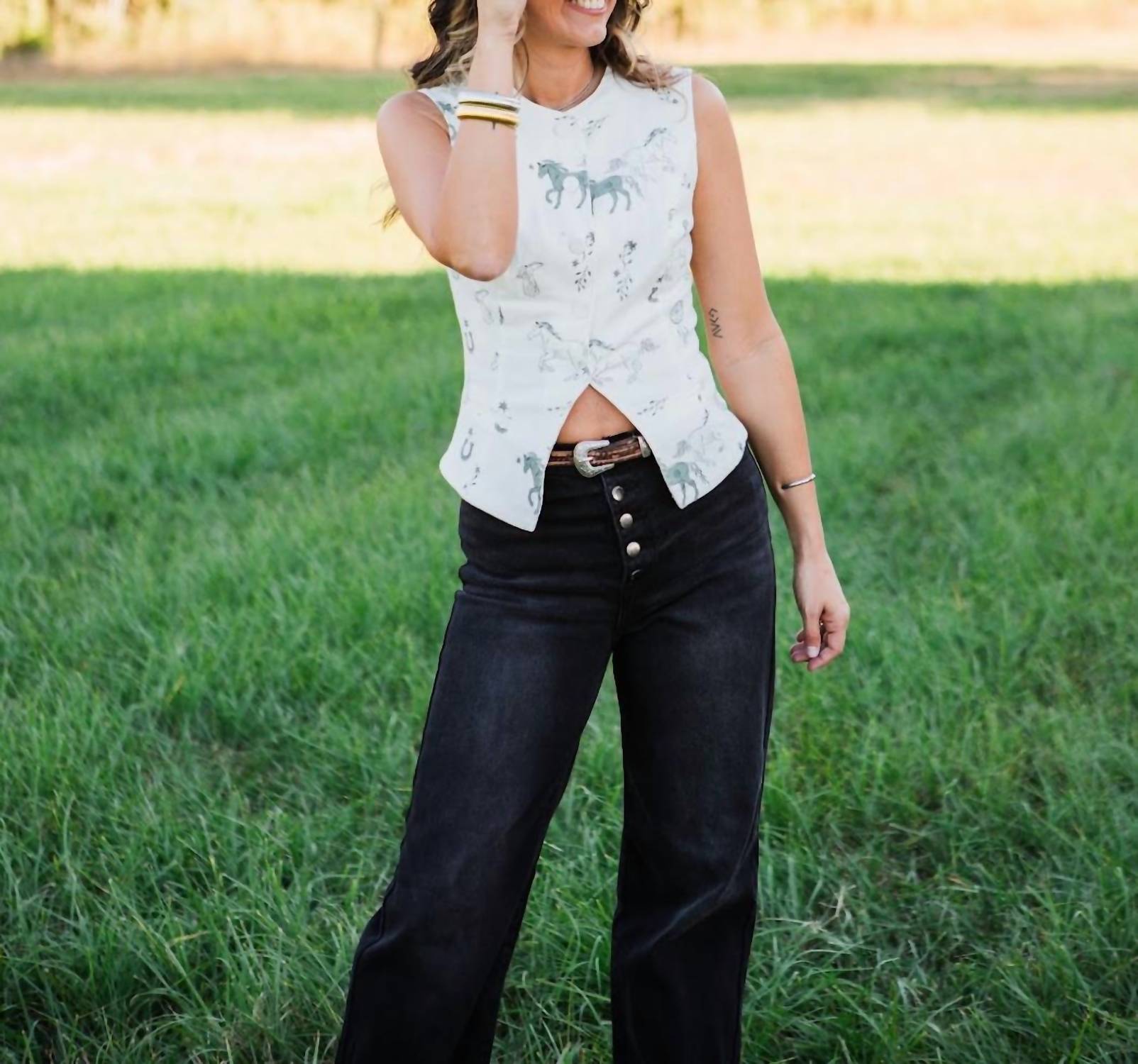 Bailey Rose Marabelle Western Vest in white - women's tank top - view 4