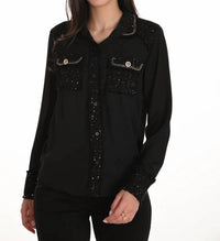 Frank Lyman - Sequin Trim And Chain Detail Blouse