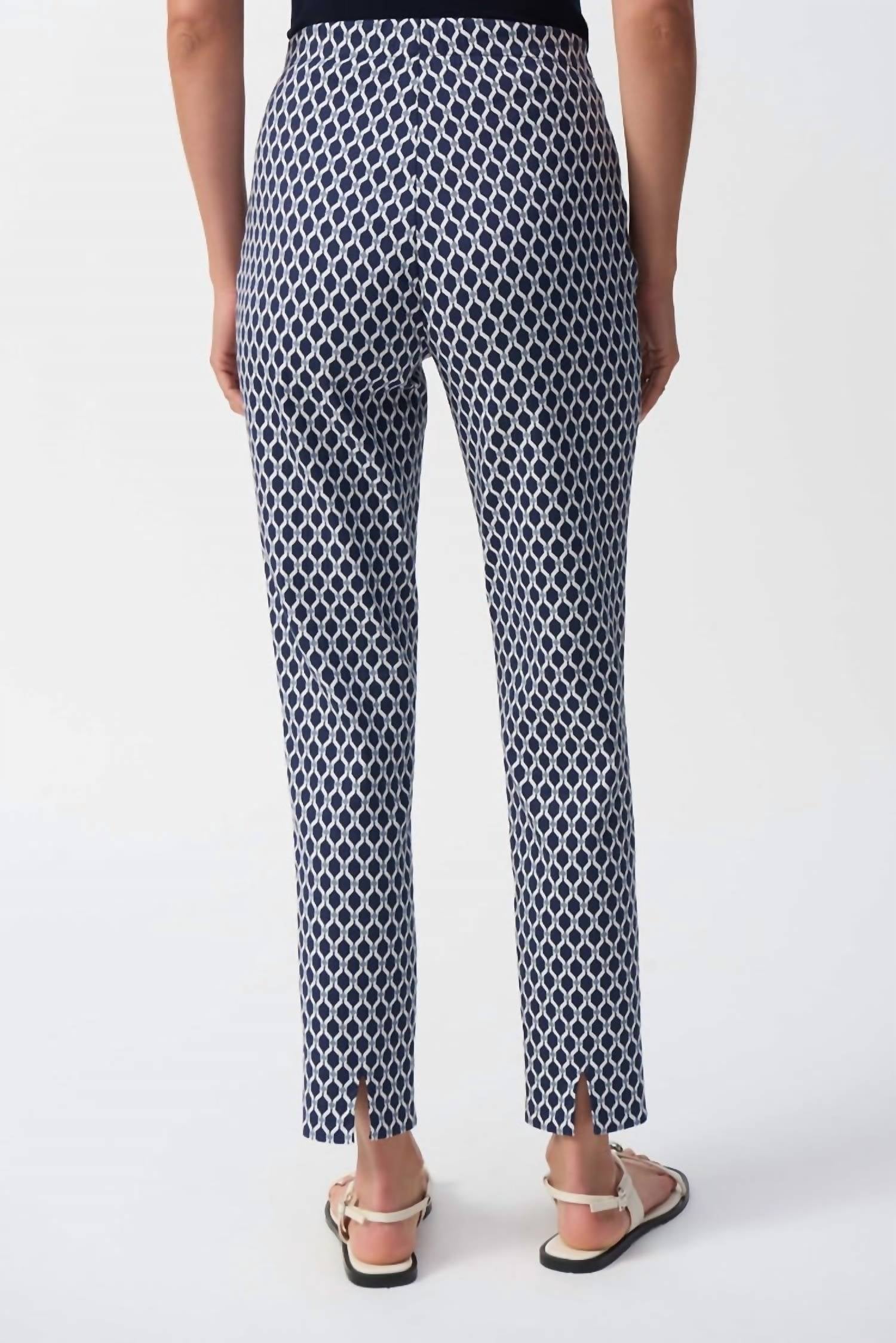 Joseph Ribkoff - Jacquard Geometric Print Slim Fit Pants