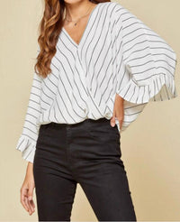 ANDREE BY UNIT Jude 3/4 Sleeve Top in white - women's blouse - alternate view