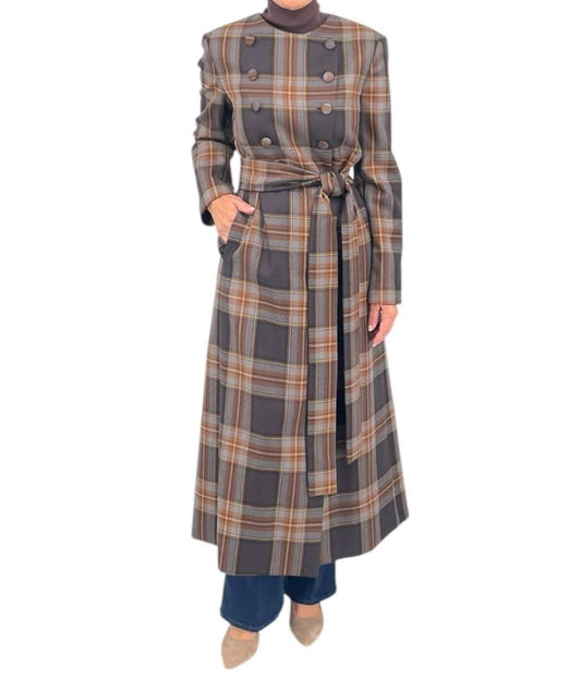 Diomi - Plaid Coat With Scarf