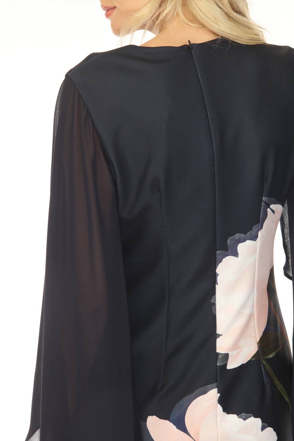 Joseph Ribkoff - Chiffon Cape Sleeves Floral Dress