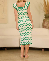 Skies Are Blue - Kelly Scalloped Knit Midi Dress