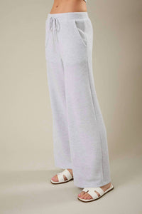 GILLI Mid Rise Drawstring Wide Leg Pants in heather grey - women's pants - view 4