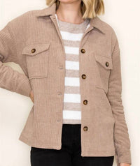 STACCATO Corduroy Fleece Lined Shacket in taupe - women's jacket - view 4