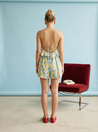 Heyson - Floral Flutter Strap Open-back Romper
