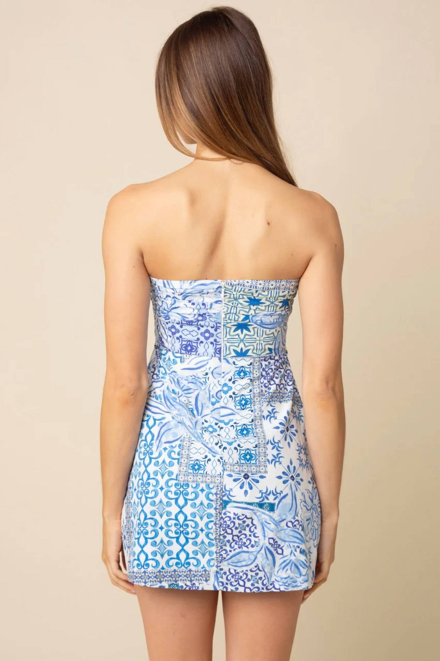 Olivaceous - Lana Strapless Tie Front Mini Dress