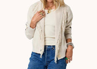 Kerri Rosenthal - Fringe Shawl Collar Cardigan