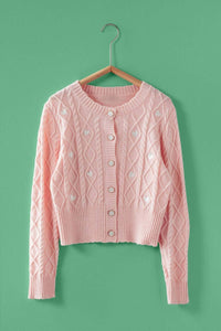 Urban Daizy Heart Embroidered Cardigan in pink - women's cardigan - view 4