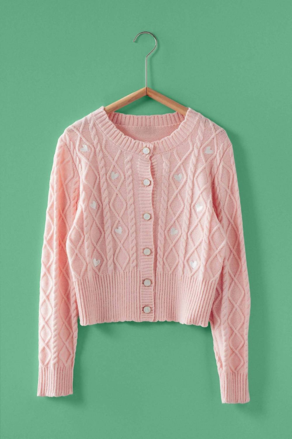 Urban Daizy Heart Embroidered Cardigan in pink - women's cardigan - view 4