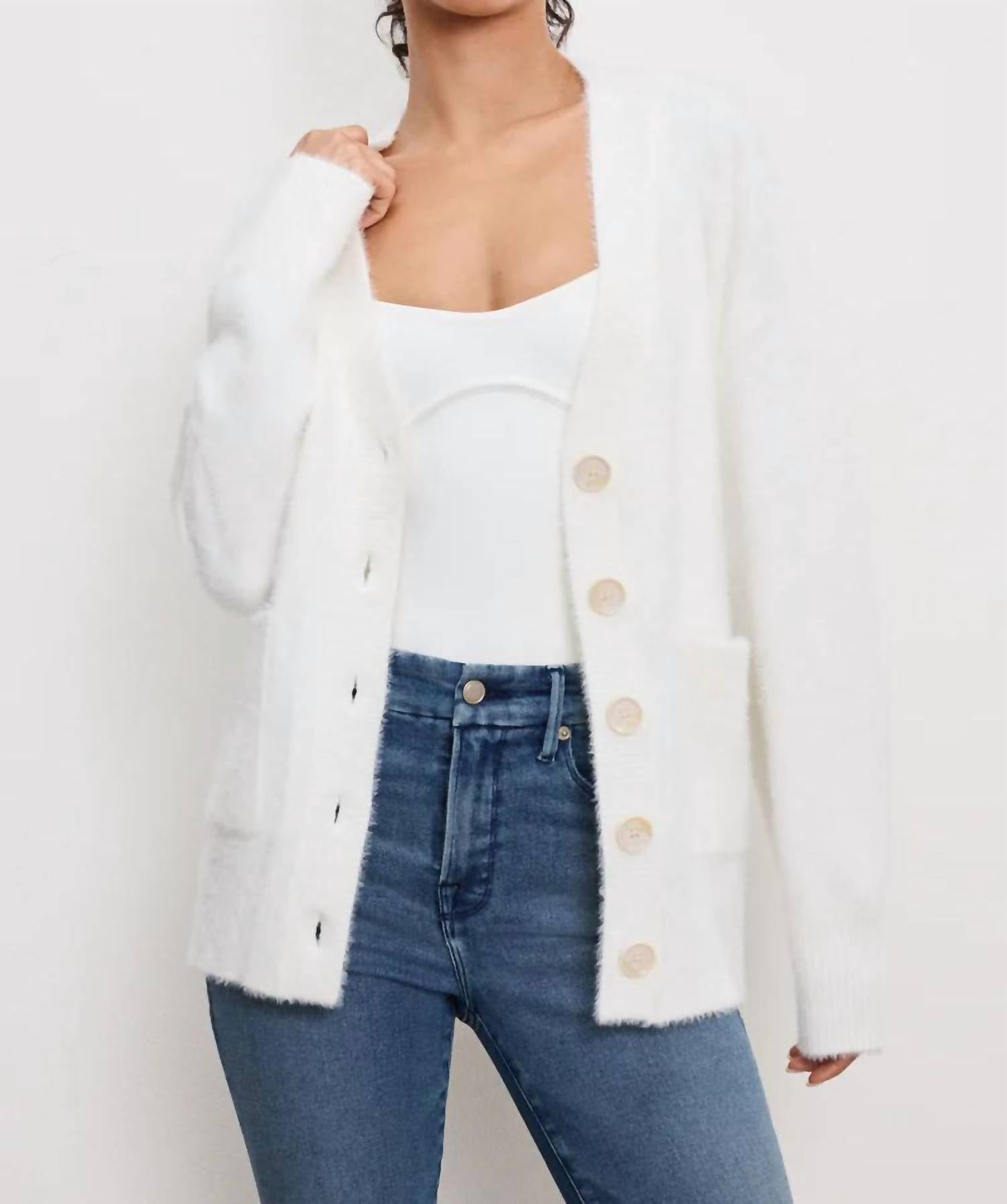 Good American - Oversized Plush Cardigan Top