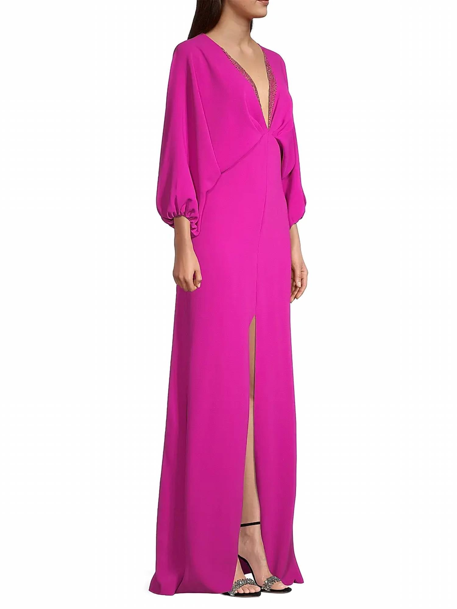 SACHIN & BABI Gabby Plunging Gown in magneta - women's dress - detail view