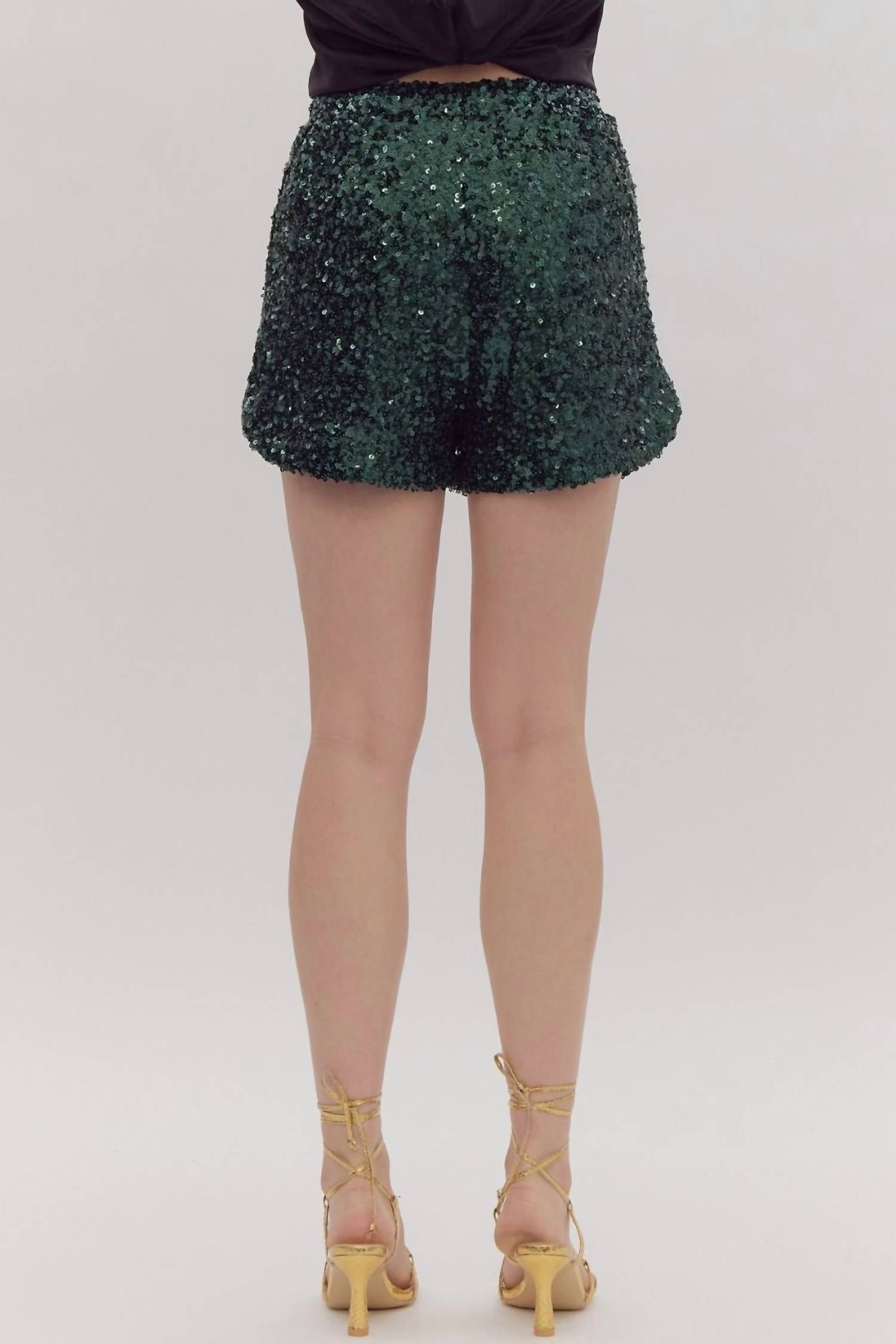 Entro - High Waisted Sequin Shorts