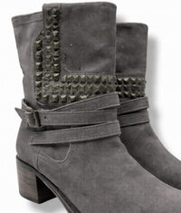 VINCE CAMUTO Women's Studded Bootie in charcoal - women's shoe - detail view