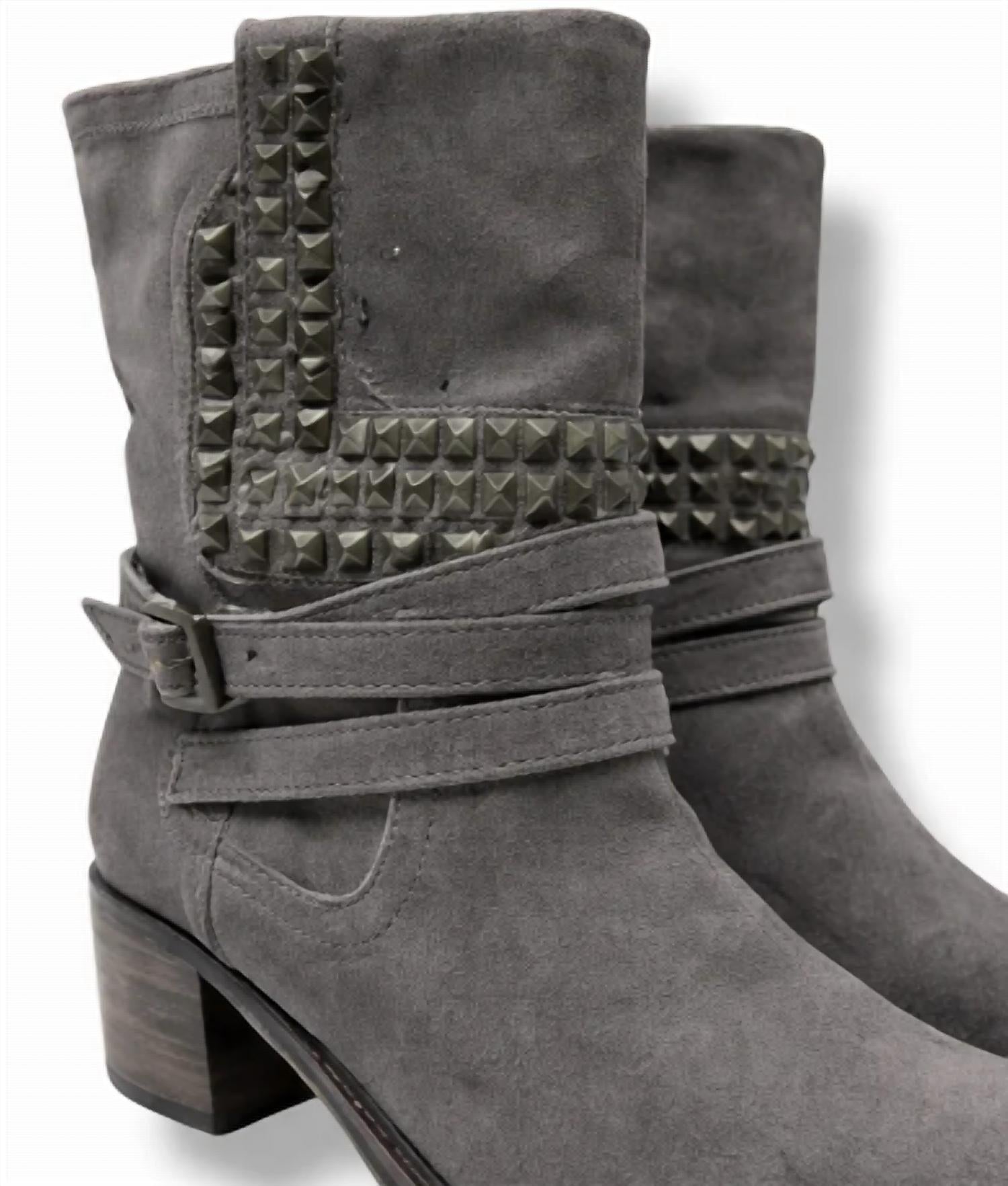 VINCE CAMUTO Women's Studded Bootie in charcoal - women's shoe - detail view