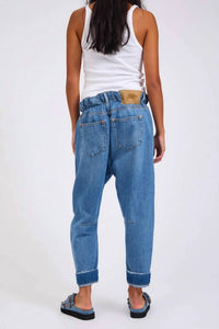 ONE TEASPOON Outcasts Low Waist Drop Crotch Harem Denim Jeans in bright blue - women's jeans - detail view