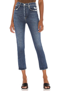 AGOLDE Riley High Rise Straight Crop Jean in pastime - women's jeans