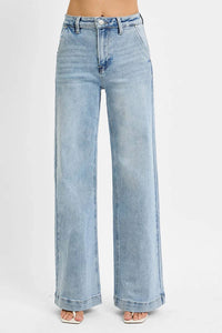 Risen - Joanne High Rise Wide Leg Slanted Pocket Jeans