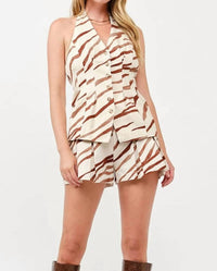 Illa Illa - Sasha Zebra Printed Halter Top & Short Set