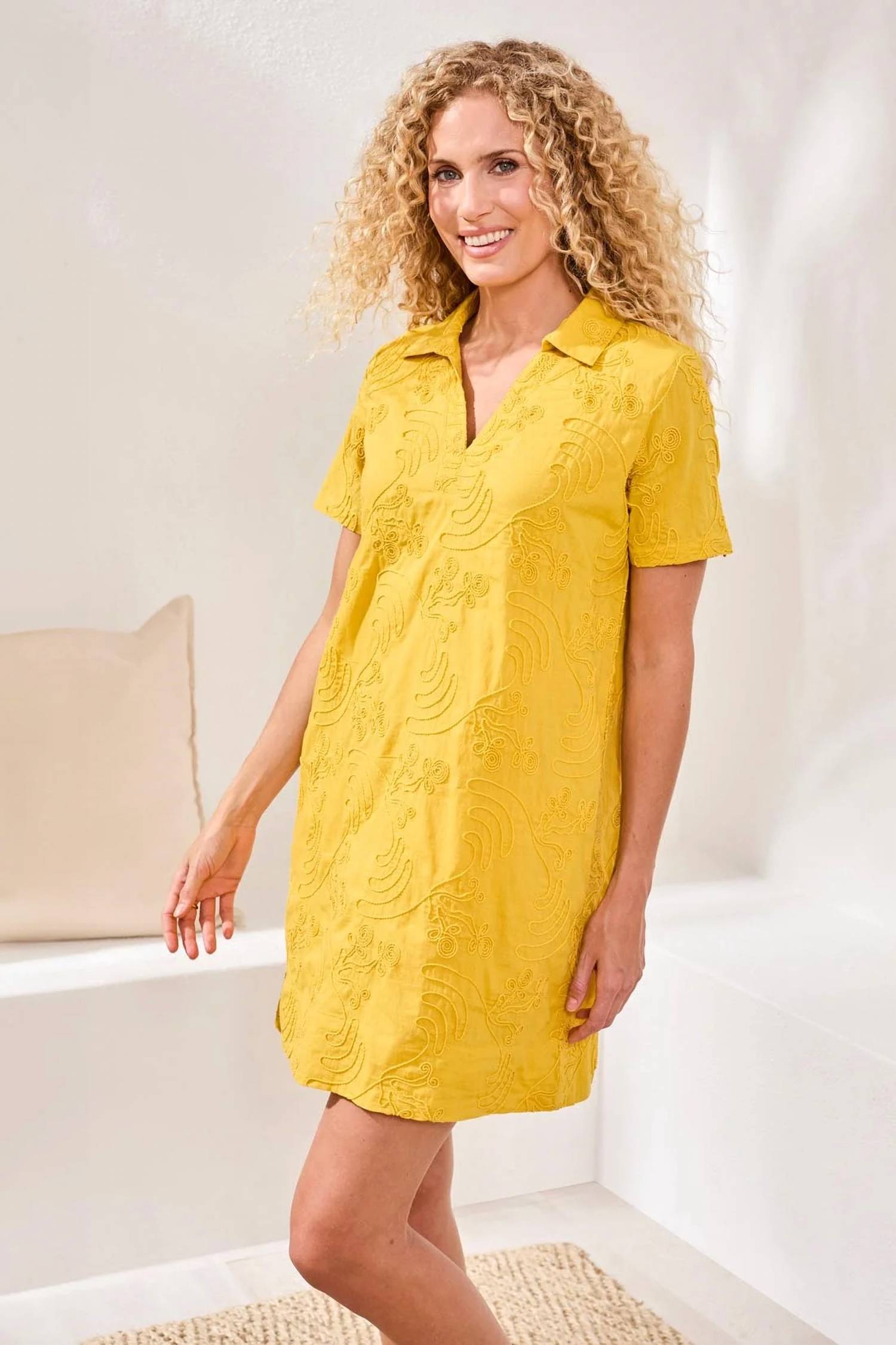 Tribal - Short Sleeve V-neck Tunic Dress
