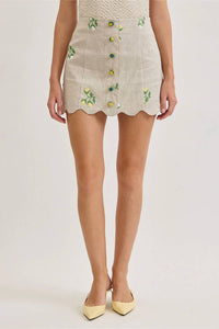 Maude Club - Sophia Linen Scalloped Mini Skirt