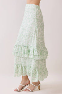 Tcec - Floral Ruffle Maxi Skirt