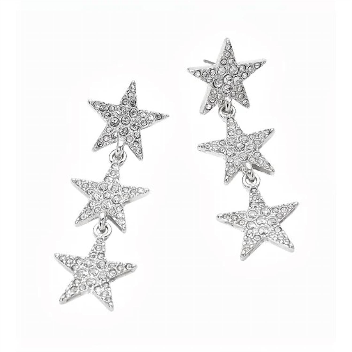 Sensibling Corp - Women's Triple Rhinestone Star Drop Earrings