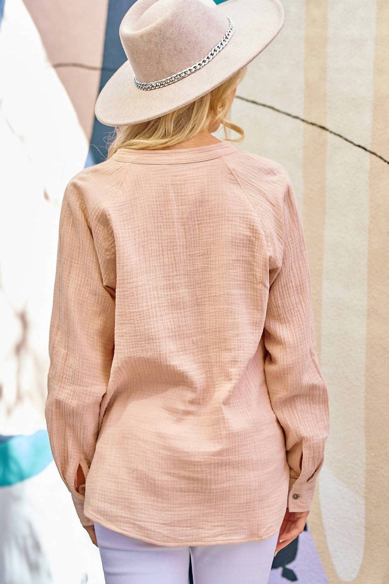 Doe And Rae - Double Gauze Cut Edge Long Sleeve Shirt